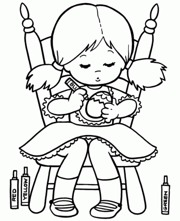 of cute little girls Colouring Pages