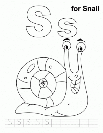 S for snail coloring page with handwriting practice | Download 