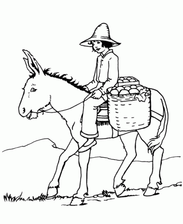 Donkey and Girls - Donkey Coloring Pages : Coloring Pages for Kids 