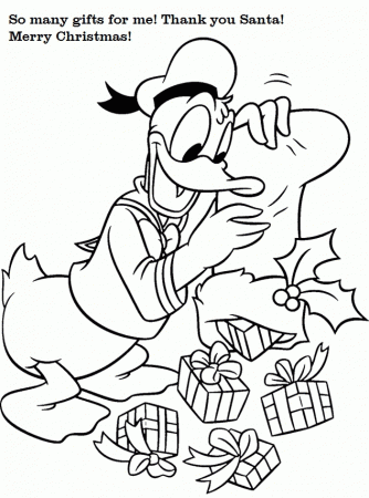 Happy Donald Duck Christmas Coloring Pages | Coloring