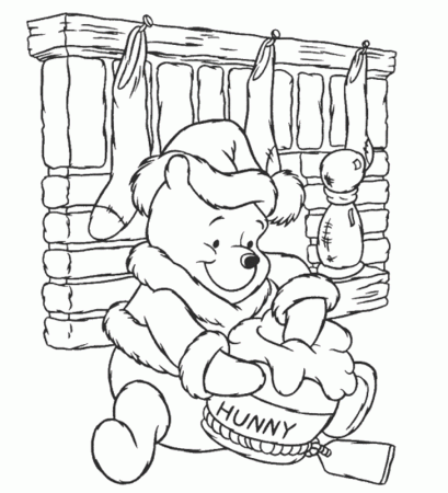 Christmas Winnie Pooh & Honey Colororing Pages – Disney Christmas 