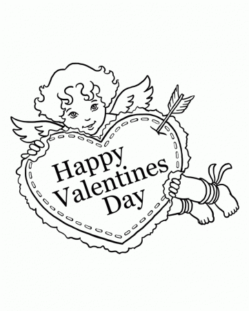 Love Valentines Day Coloring Pages Cupid - Valentine's Day 