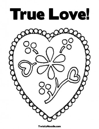 flowers and love hearts Colouring Pages (page 2)