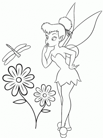 Download Tinker Bell Was Surprised To See Dragonflies Coloring 