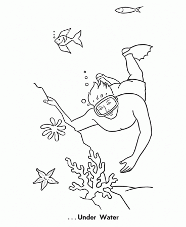 Summer Coloring - Kids Skin diving Coloring ... | Free Coloring Pages