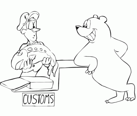 Polar Bear Coloring Page: at customs