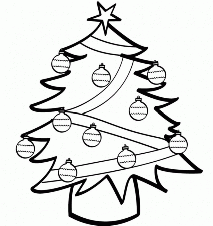 Christmas Tree With Beautiful Ornaments Coloring Page - Kids 