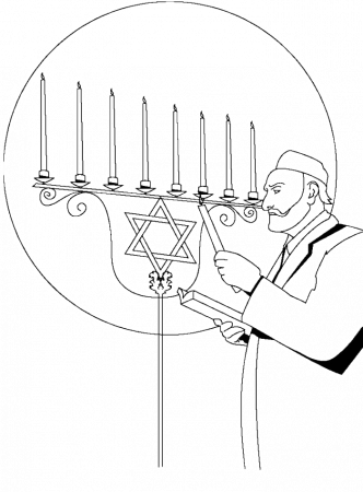 Ceremony At The Time Of Hanukkah Coloring Pages - Hanukah Coloring 