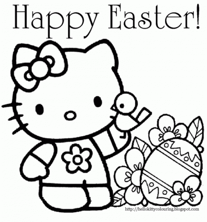 You can happy easter hello kitty coloring page here