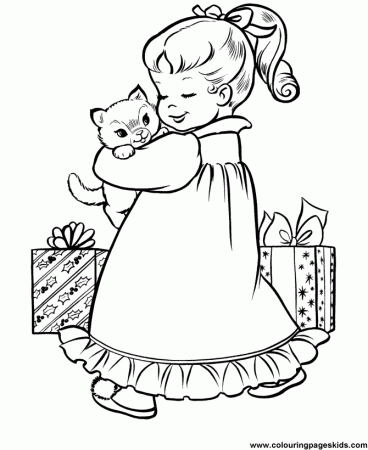christmas kitten Colouring Pages