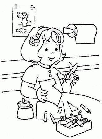 Painting Kindergarten Coloring Pages - Kindergarten Day Cartoon 