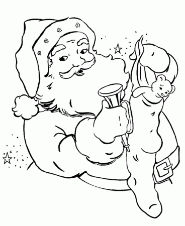 Santa Claus Coloring Pages - Santa Claus and his bag of Toys 