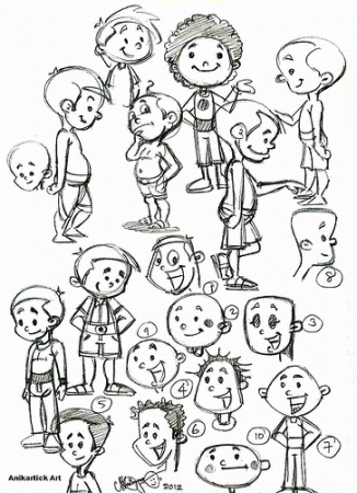 Cartoon Boys Different Heads and poses - Artist Anikartick 