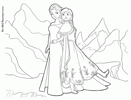 Frozen - Anna and Elsa coloring page