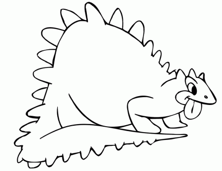 Dinosaur Coloring Page | Stegsaurus With Tongue Hanging Out