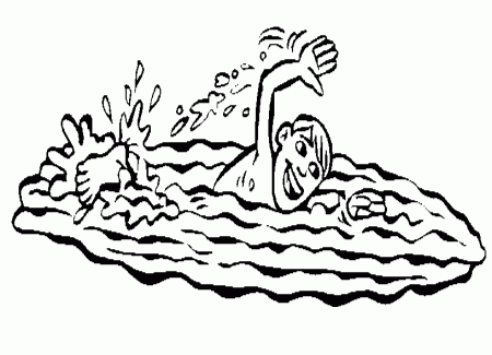 a boy swimming Colouring Pages