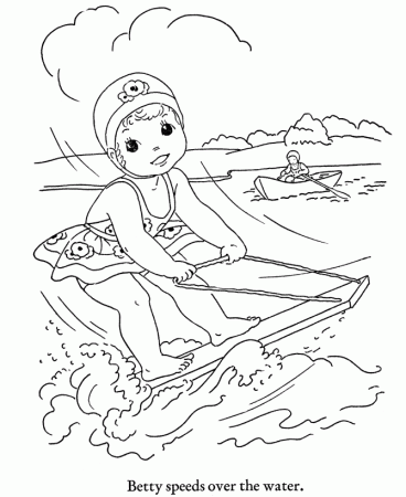 summer fun things to do coloring kids water ski page sheets 