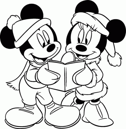 Micky & Mini Mouse Singing Christmas Disney Coloring Pages 