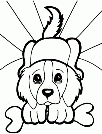 Puppy Having Bone Coloring Page - Animal Coloring Pages on 