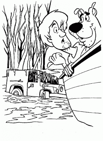 Scooby and Shaggy in Cemetary Coloring Page | Kids Coloring Page