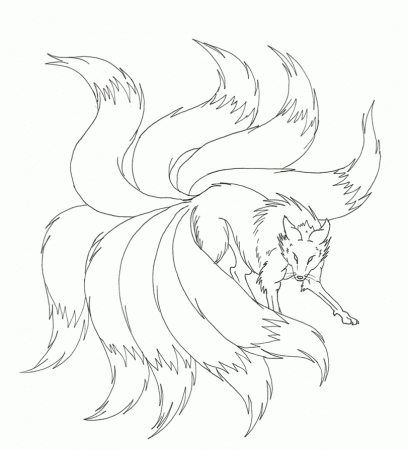 A Nine Tailed Fox Coloring For Kids - Fox Coloring Pages : iKids 