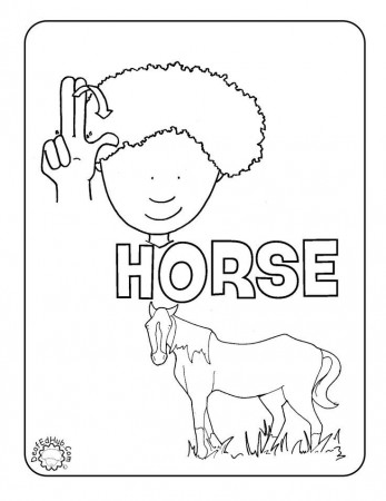 ASL coloring page for the sign 'horse' | ASL (American Sign Language)…