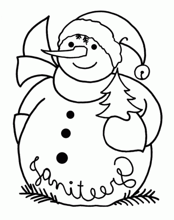 Snowman Near Christmas Tree Coloring Page |Winter coloring pages 