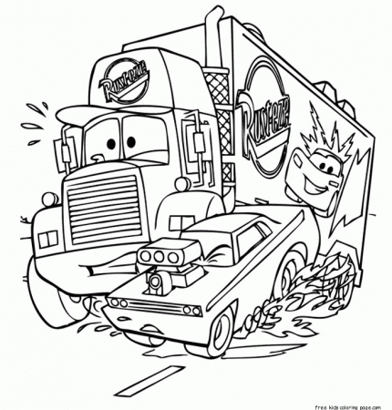 Printable mack car 2 coloring pages disney for kids - Free 