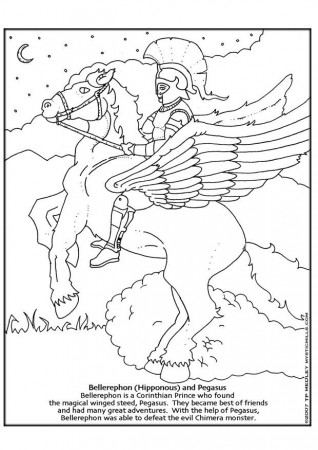 Coloring page Bellerephon and Pegasus - img 9253.