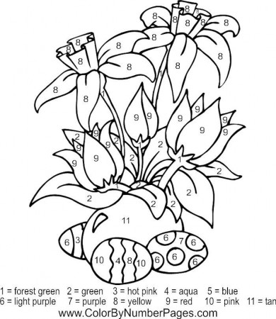 Easter color by number page | flower coloring pages for applique | Pi…