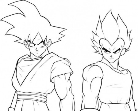 Dragon Ball Goku And Vegeta Looked At Each Other Coloring For Kids 