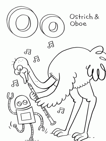 Download Oboe And Ostrich Alphabet Coloring Pages Or Print Oboe 
