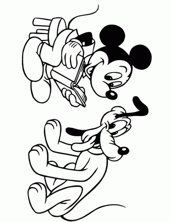 Mickey Mouse Reading To Pluto Coloring Page | coloring pages