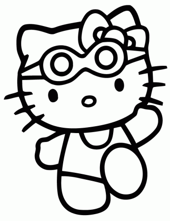 Cute Hello Kitty Drinking Water Coloring Page | Free Printable 