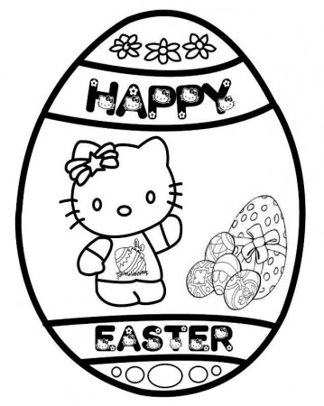 Print Hello Kitty Happy Easter Egg Coloring Page or Download Hello 