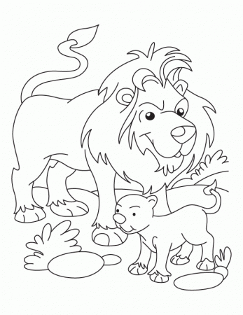 Lion and Cub coloring page | Download Free Lion and Cub coloring 