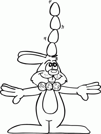 Printable Easter Coloring Page | Easter Bunny with Eggs on Head