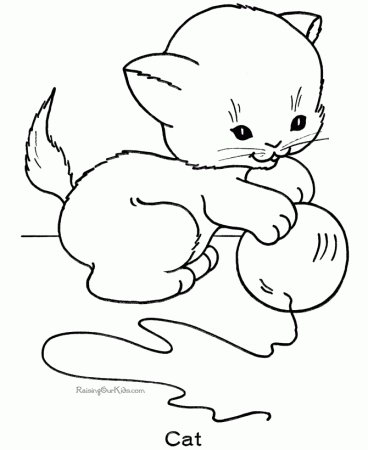kitten and cat coloring page