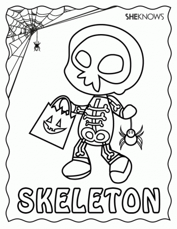 Skeleton Halloween coloring page - Free Printable Coloring Pages