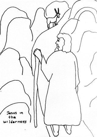 Bible Story Coloring Page for Temptation of Jesus in the 