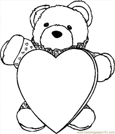 printable coloring page bear with heart holidays valentines day 