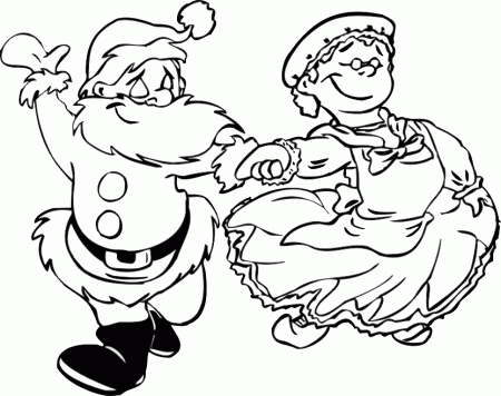 Santa Claus Coloring Page | Santa & Mrs. Claus Dancing
