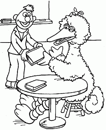 Sesame Street coloring pages - Big Bird at school