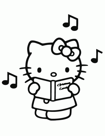 Singing Hello Kitty Coloring Page | Free Printable Coloring Pages