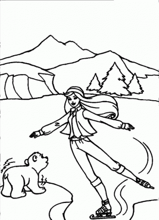 Download Barbie Enjoys The Winter By Ice Skating Coloring Pages Or 