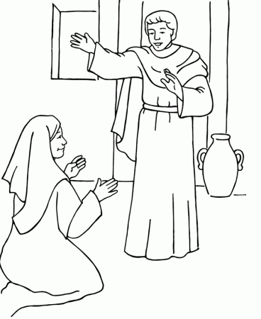An Angel Visits Mary - Color Page | ACatholicPrayer: Catholic Cutouts…