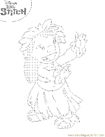 Cute Lilo and Stitch Dancing Coloring Page | coloring pages