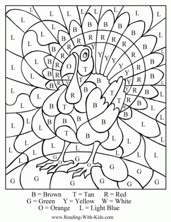 Color by number coloring pages for kids #Thanksgiving Turkey 