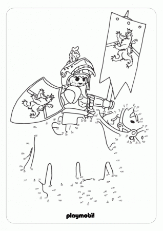 knight numbered - dot to dot to 100 colouring