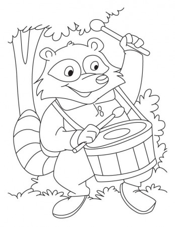 Raccoon the drum beater coloring pages | Download Free Raccoon the 